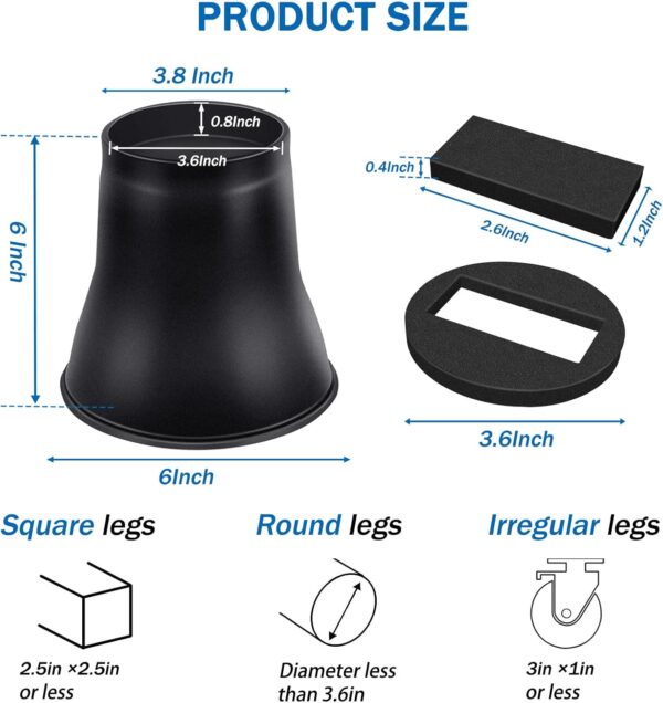 Bed Risers 6 Inch Heavy Duty, Round Furniture Risers for Bed Desk Table Sofa Couch,Bed Lifts Risers, Support up to 6000 Lbs(4 Pack Black) 2