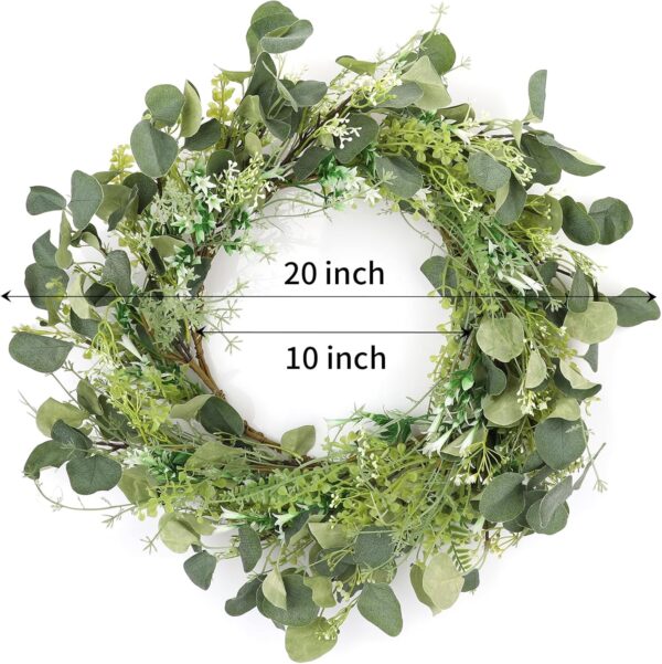 Spring Summer Wreath 20 Inch Decor for Front Door Persian Grass Eucalyptus Leaf Wreaths for Porch Farmhouse Home 2