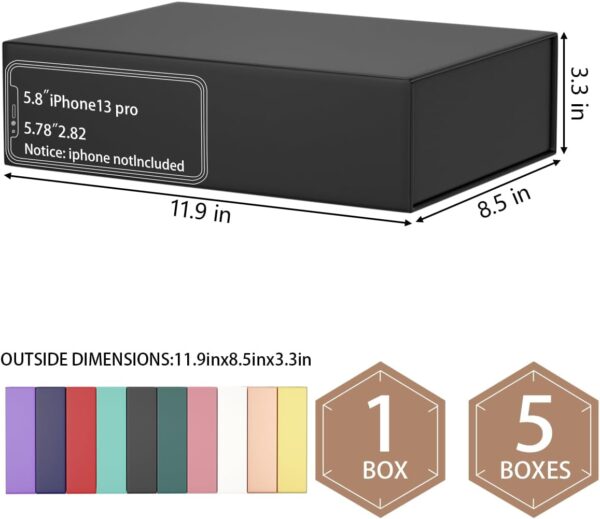 Black Gift Box 11.9" x 8.5" x 3.3" with Magnetic Closure Lid Gifts Boxe for Presents,Bridesmaid Gift Boxes,Cute Box,Birthday Gifts Boxe,Luxury for Gift Packaging, Magnetic Gifts Boxes for Wrapping Gift 2 Black Gift Box