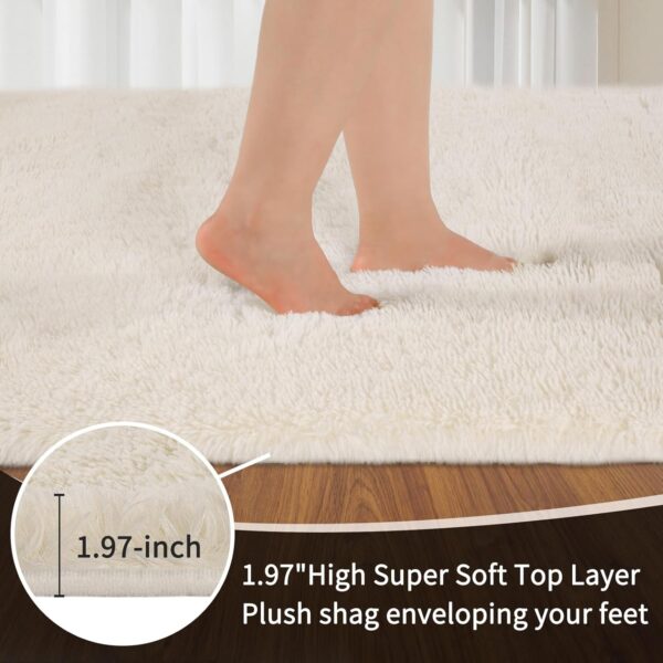 Area Rugs 9x12 Living Room, Cream Large Area Rug Shag Shaggy Carpet Soft Plush Furry Bedside Rug, Machine Washable Area Rugs for Bedroom Kids Girls Boys Home Decor Anti Slip 3