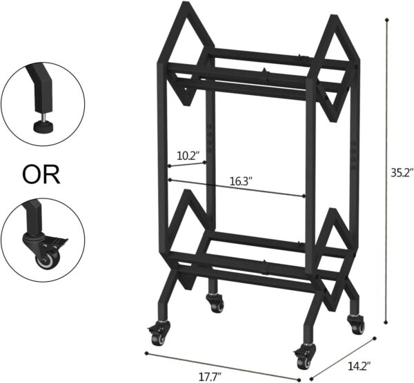 Bookshelf Book Rack Industrial Metal Bookcase 2 Tier Holder with Wheels Modern Stylish Design Magazines Files Album Recipe Book Storage Organizer for Sofa End Bed Beside 3