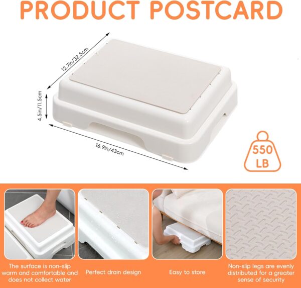 Shower Bath Step Stackable Bathtub Non Slip Safety Step Stool, Indoor/Outdoor Handicap Wideing Hands Free Platform Medical Portable Stack-Able, for High Beds, Kitchens,Bathroom. 3