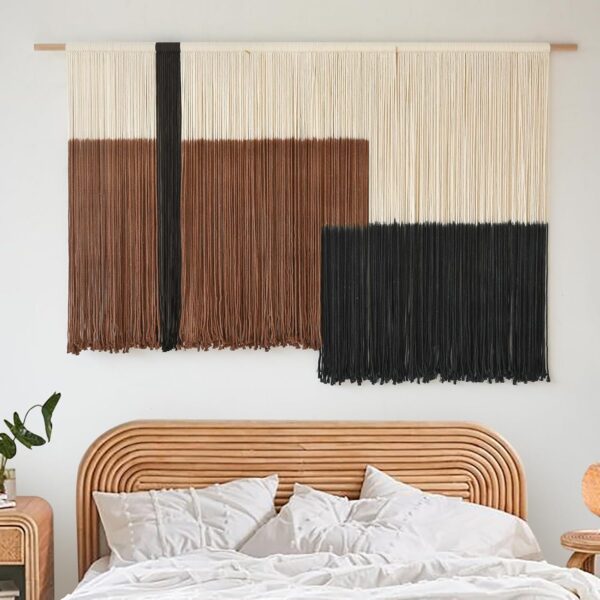 Macrame Wall Hanging Large Dip Dye Tapestry Fiber Wall Art Boho Bedroom Décor 57''W*35''L 3