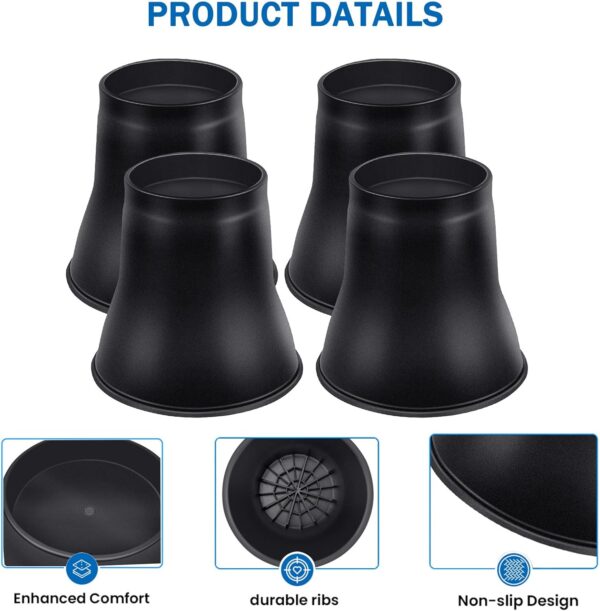 Bed Risers 6 Inch Heavy Duty, Round Furniture Risers for Bed Desk Table Sofa Couch,Bed Lifts Risers, Support up to 6000 Lbs(4 Pack Black) 3