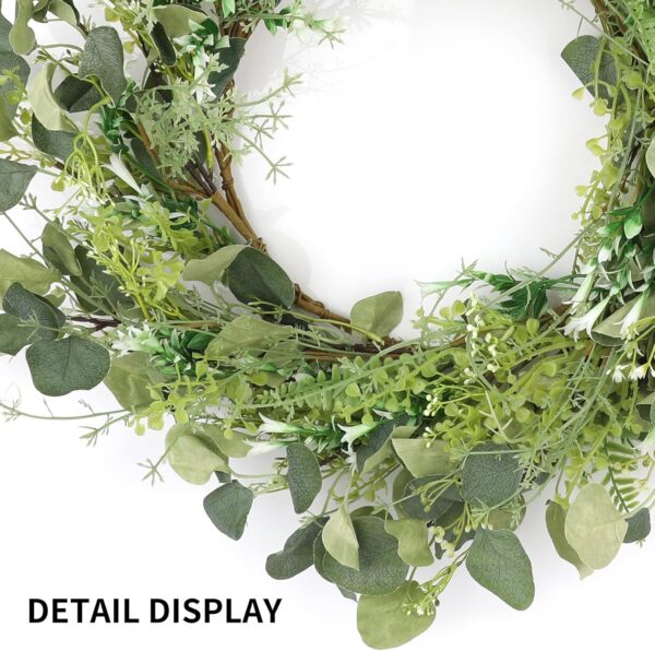 Spring Summer Wreath 20 Inch Decor for Front Door Persian Grass Eucalyptus Leaf Wreaths for Porch Farmhouse Home 3