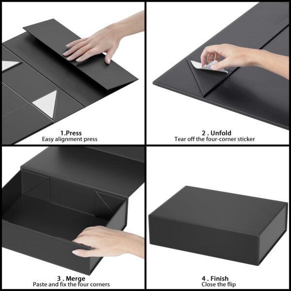 Black Gift Box 11.9" x 8.5" x 3.3" with Magnetic Closure Lid Gifts Boxe for Presents,Bridesmaid Gift Boxes,Cute Box,Birthday Gifts Boxe,Luxury for Gift Packaging, Magnetic Gifts Boxes for Wrapping Gift 3 Black Gift Box