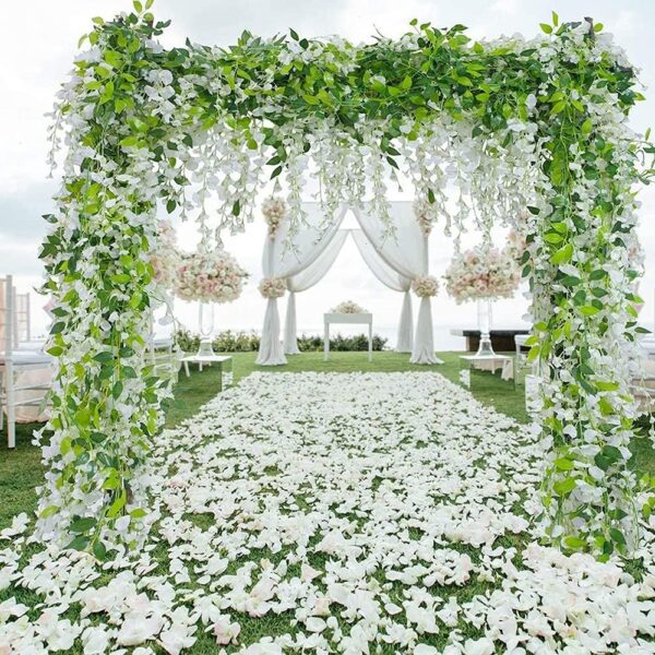 HANDIC Wisteria Garland 5pack 33Ft Artificial Fake Wisteria Vine Hanging Flowers Fake Vines Plants 3 Artificial Fake Wisteria Vine