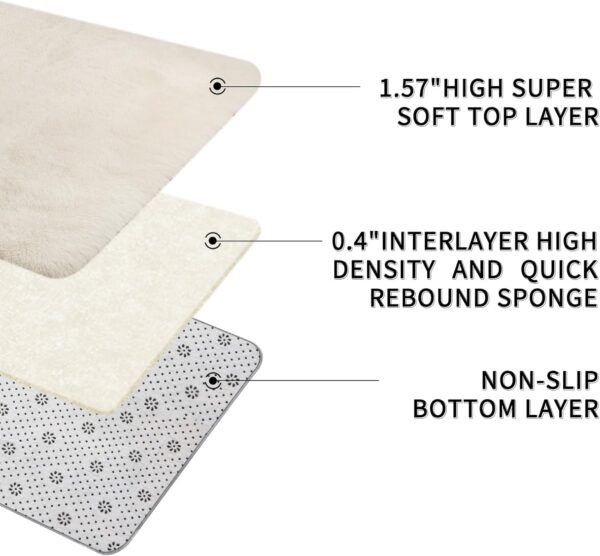 Area Rugs 9x12 Living Room, Cream Large Area Rug Shag Shaggy Carpet Soft Plush Furry Bedside Rug, Machine Washable Area Rugs for Bedroom Kids Girls Boys Home Decor Anti Slip 4
