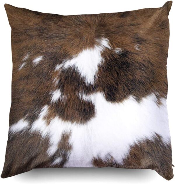 Pack of 2 Throw Pillow Covers Christmas Cowhide Printing Western 18x18 Pillow Cover,Decorative Throw Pillows Cushion Covers for Home Living Room Sofa Bedroom 4