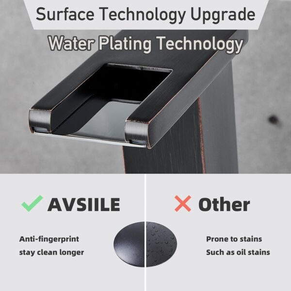 LED Bathroom Faucet 3 Hole, Oil Rubbed Bronze Waterfall Bathroom Faucets, 8 Inch Widespread Modern Bathroom Sink Faucet & Parts, Wide Spread Touch On Three Hole 2 Handle Bathroom Vanity Faucet 4