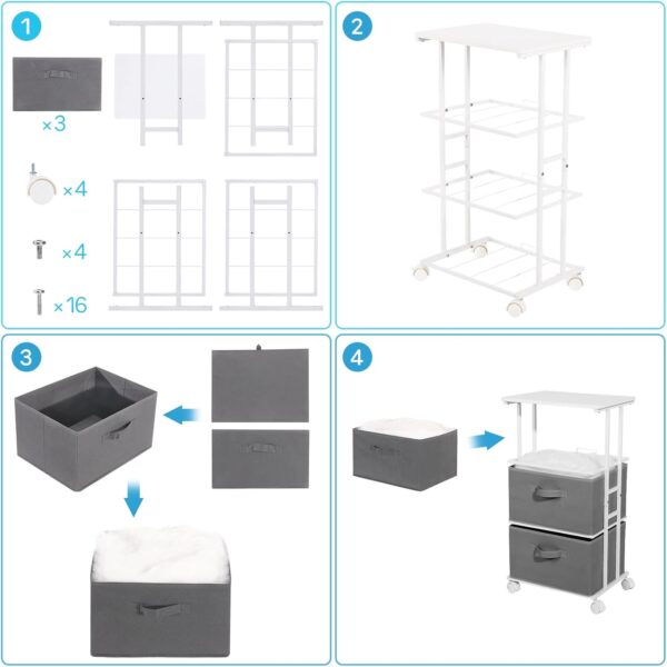Houser Dresser Tower with 3 Drawers,Fabric Dresser Drawer Organizer Unit,Dresser Chest with Wood Top,Vertical Storage Dresser,Small Dresser for Bedroom,Office-Dark Grey 4