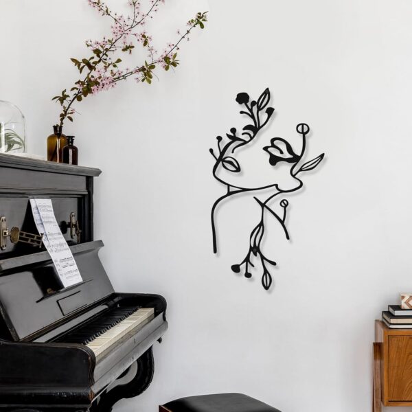 3 Pcs Metal Wall Art Decor Minimalist Abstract Woman Wall Art Metal Modern Line Drawing Decor Female Single Line Home Hanging for Bedroom Bathroom Living Room Christmas Housewarming(Plant) 4