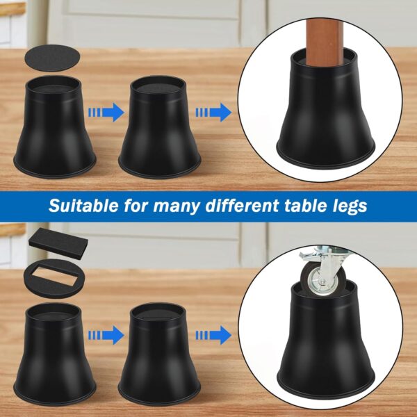 Bed Risers 6 Inch Heavy Duty, Round Furniture Risers for Bed Desk Table Sofa Couch,Bed Lifts Risers, Support up to 6000 Lbs(4 Pack Black) 4