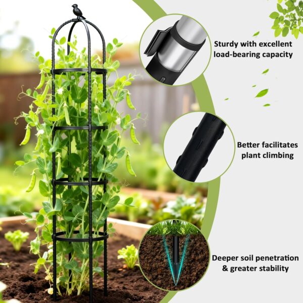Trellis for Climbing Plants Outdoor, 6.2 FT Plant Support for Tomato, Rose, Flowers, Grape, Pea, Cucumber, Rustproof Plastic Coated Metal Plant Tower for Potted Plants - 1PC Garden Trellis 4