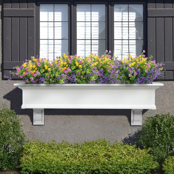 Artificial Flowers Outdoor, Faux Artificial Plants UV Resistant Plastic Flower Bulk for Hanging Planter Porch Window Home Wedding Fall Summer Decor (12, Fuchsia, Purple, Yellow, Green) 4