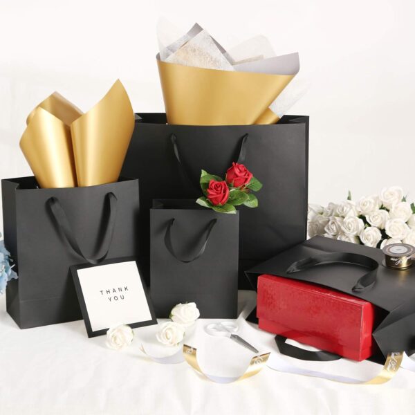 12 Extra Large Gift Bags 16x6x12 Inches, Matte Black Gift Bags, Premium Gift Bags with Handles for Mother's Day, Father's Day and All Occasions 4