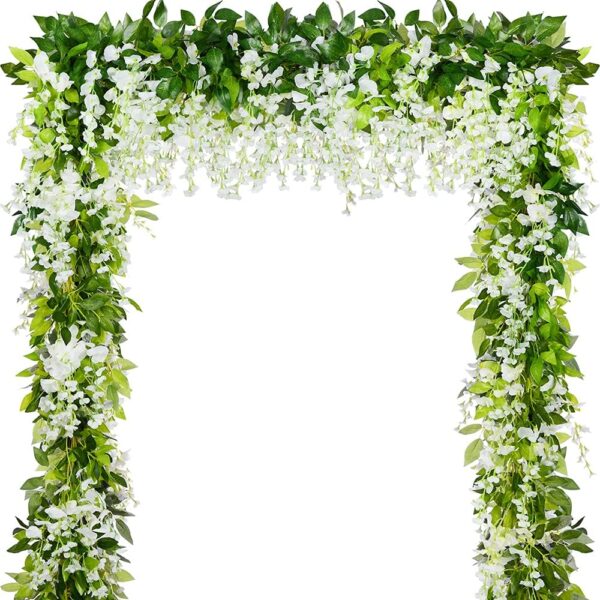 HANDIC Wisteria Garland 5pack 33Ft Artificial Fake Wisteria Vine Hanging Flowers Fake Vines Plants 4 Artificial Fake Wisteria Vine