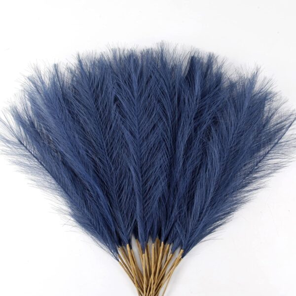 Navy Blue Pampas Grass Small, 30 Pcs 17" Faux Pampas Grass Short Decor, Pompas Grass Flower Arrangement and Vase Filler for Boho Home Wedding Decoration 1