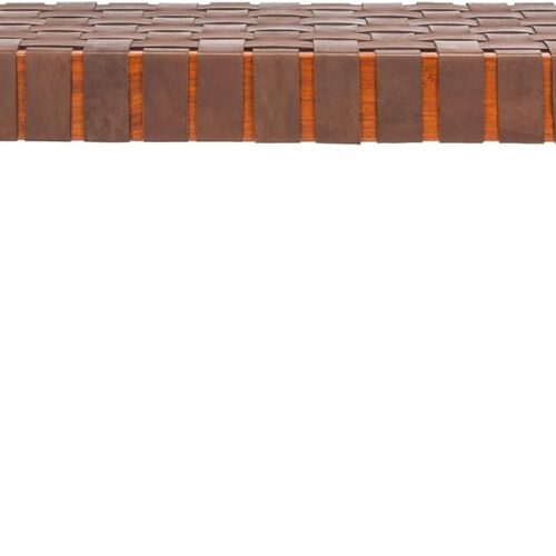 Home Amalia 47-inch Cognac and Dark Brown Leather Weave Bench