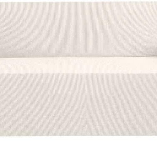 Stretch Sofa Covers for 3 Cushion Couch Covers Sofa Slipcovers for Living Room Feature Thick Checked Jacquard Fabric with Elastic Bottom, Sofa Large - Ivory