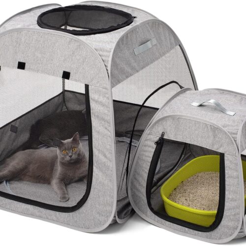 Portable Cat Playpen, Trapezoidal Design for Better Standing, Foldable Pet Tent for Indoor and Outdoor Use of Kitten and Puppy, Dog Play Enclosure, Cat Houses & Condos