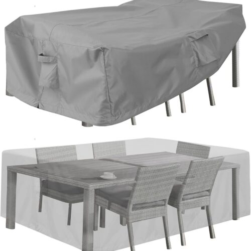 Patio Furniture Covers, Outdoor Table Furniture Cover Waterproof Rectangle, Patio Sectional Couch Set Cover for Deck, Lawn and Backyard, UV Resistant, 74"L x 47"W x 28"H, Gray