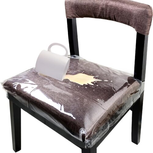 4 Pack Large Plastic Chair Covers for Dining Room, Clear Chair Seat Protectors with Adjustable Belt Strap Fits 18” – 22” Seats, Waterproof & Scratch Resistant Heavy Duty PVC Dining Chair Covers