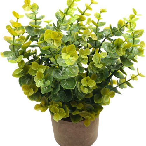 Mini Potted Plants Artificial Flocked Eucalyptus Greenery in Pots Faux Potted Herbs Small Houseplants for Indoor Outdoor Greenery Tabletop Decoration Centerpiece, Garden,Farmhouse (1)