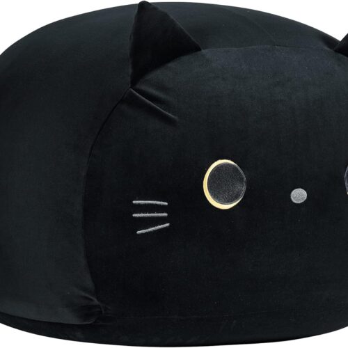 Stuffed Animal Storage Bean Bag Chair Cover for Kids Black Cat Beanbag Chair for Girls Large Size Toy Organizer Cover Only Without Filling
