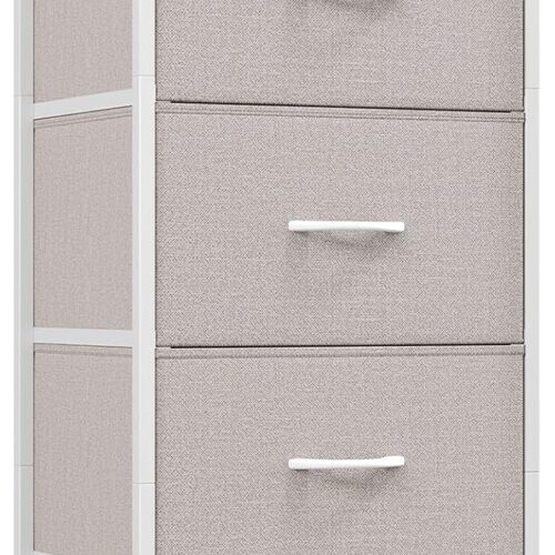 Dresser for Bedroom with 4 Drawers, Storage Organizer Chest of Drawers with Removable Fabric Bins for Closet Bedside Living Room Laundry Entryway Hallway, Ash Grey