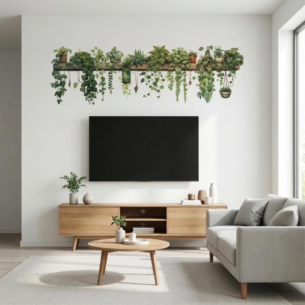 Green Plant Wall Stickers Vinyl Wall Decals Removable Wall Clings Peel and Stick Wall Mural for Bedroom Living Room Office (Large) 1