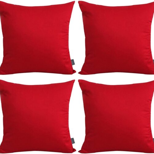 4-Pack 100% Cotton Comfortable Solid Decorative Throw Pillow Case Square Cushion Cover Pillowcase Sublimation Blank Pillow Covers DIY Throw Pillowcase for Couch Sofa Bed(18x18 inch/45x45cm,Red)