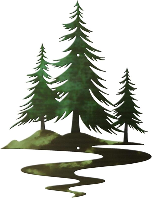 Metal Pine Tree Wall Art Rustic Cedar Tree Wall Decor for Living Room Office Farmhouse, Forest Nature Lovers Gift, Forest Green 1