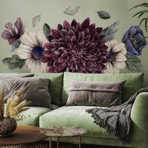 Large Flower Wall Art Decals 3D Boho Fabric Floral Wall Stickers for Girls Bedroom Living Room Office Home Backdrop Decor