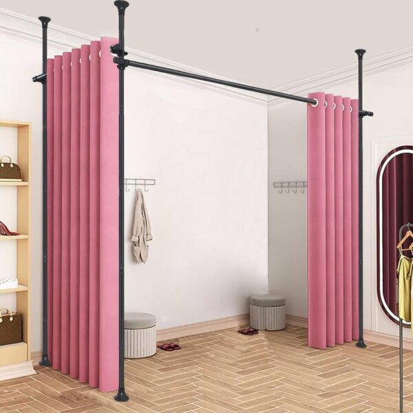 Room Divider, No Drilling Floor to Ceiling Room Divider Curtain Rods Freestanding Tension Rod Wall Divider Heavy Duty Black Room Dividers for Privacy,Partition Separators, 28-114inch(W) 4-10ft (H) 1