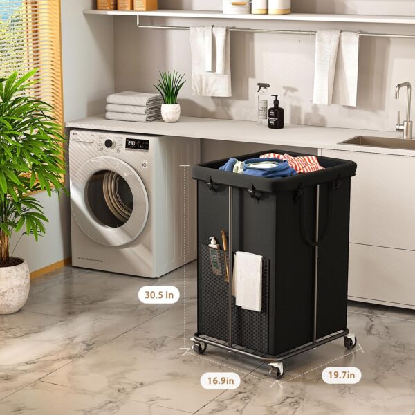 150L Large Laundry Basket with Wheels, Rolling Laundry Hamper with Removable Laundry Bag & Metal Frame, Oxford Fabric Dirty Clothes Hampers for Bedroom, Laundry Room, Bathroom, Dorm(Black) 2