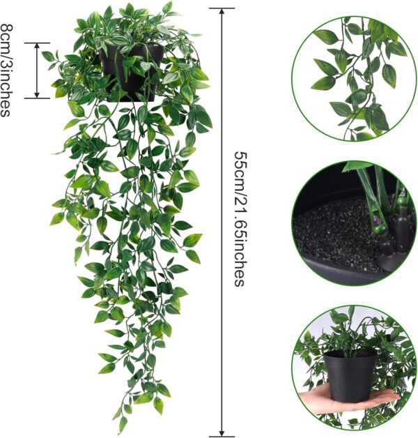 Fake Hanging Plants, Artificial Small Potted Plants for Indoor Outdoor Aesthetic Office Living Room Shelf Decor (1 Pack) 2