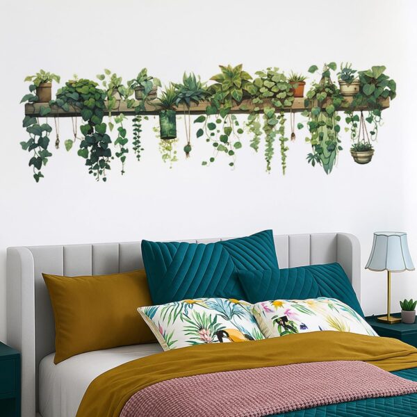 Green Plant Wall Stickers Vinyl Wall Decals Removable Wall Clings Peel and Stick Wall Mural for Bedroom Living Room Office (Large) 2