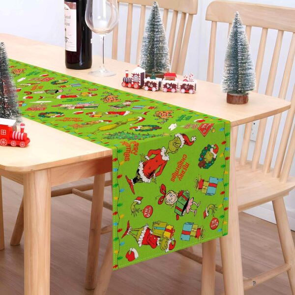 Merry Christmas Table Runner Christmas Xmas Winter Holiday Season Party Decorations Kitchen Fireplace Dining Room Home Decor (Green, 13" x 72") 2