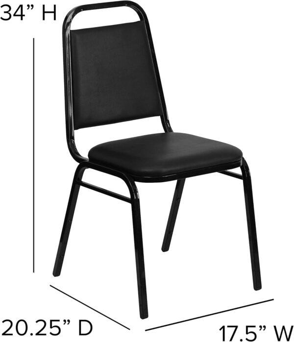 Trapezoidal Back Vinyl Stackable Banquet Chair, Multipurpose Stacking Chair with Padded Seat and Back, Black 3
