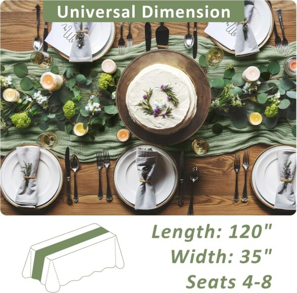 Sage Green Table Runner, 120 Inch 10 FT Boho Rustic Cheesecloth Gauze, Farmhouse Centerpieces Decor for Wedding Spring Easter Baby Bridal Shower Party Decoration, 1 Pack 3