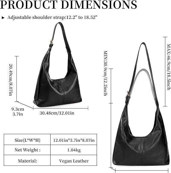 Hobo Tote Bags for Women Soft Vegan Leather Shoulder Handbag Slouchy Everyday Travel Purses 3
