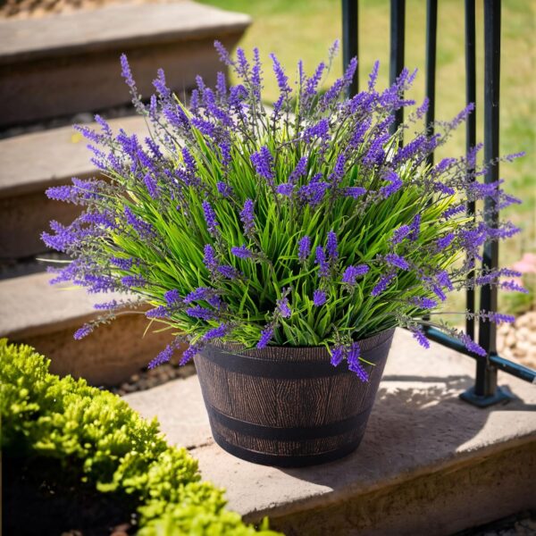 Artificial Faux Plants Flowers for Outdoor Decorations, Fake Monkey Grass for Outside Porch Patio, No Fade Realistic Greenery Plant, UV Resistant Artificial Shrubs for Courtyard Window Garden 3