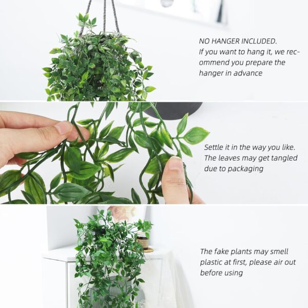 Fake Hanging Plants, Artificial Small Potted Plants for Indoor Outdoor Aesthetic Office Living Room Shelf Decor (1 Pack) 3