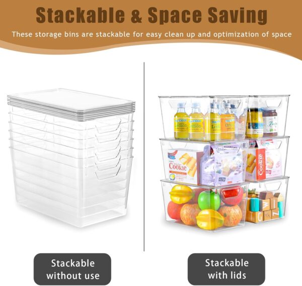 6 Pack Clear Storage Bins with Lids, 7 Quart Stackable Storage Boxes for Storage and Organization, Plastic Storage Containers with Lids, Plastic Bins with Handles for Office, Bedroom, Study Room 3
