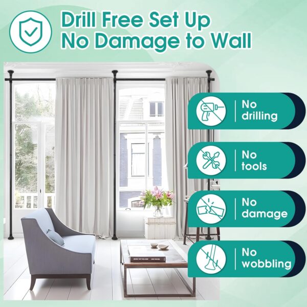 Room Divider, No Drilling Floor to Ceiling Room Divider Curtain Rods Freestanding Tension Rod Wall Divider Heavy Duty Black Room Dividers for Privacy,Partition Separators, 28-114inch(W) 4-10ft (H) 3