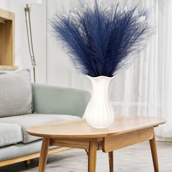 Navy Blue Pampas Grass Small, 30 Pcs 17" Faux Pampas Grass Short Decor, Pompas Grass Flower Arrangement and Vase Filler for Boho Home Wedding Decoration 4