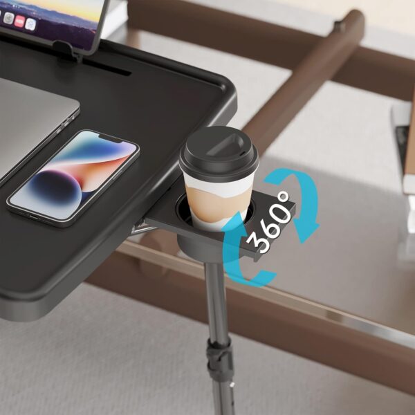 X TV Tray Table, Allpop Large TV Dinner Tray for Eating, Adjustable Folding Laptop Table with Book Stand, Cup Holder & Tablet Slot on Couch & Bed, Black 4
