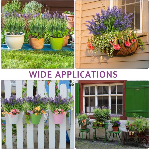 36 Bundles Artificial Plants Outdoor Fake Monkey Grass with Flowers Greenery UV Resistant Faux Outdoor Plants Plastic Flowers for Garden Office Patio Pathway Outside Decor(Purple) 4