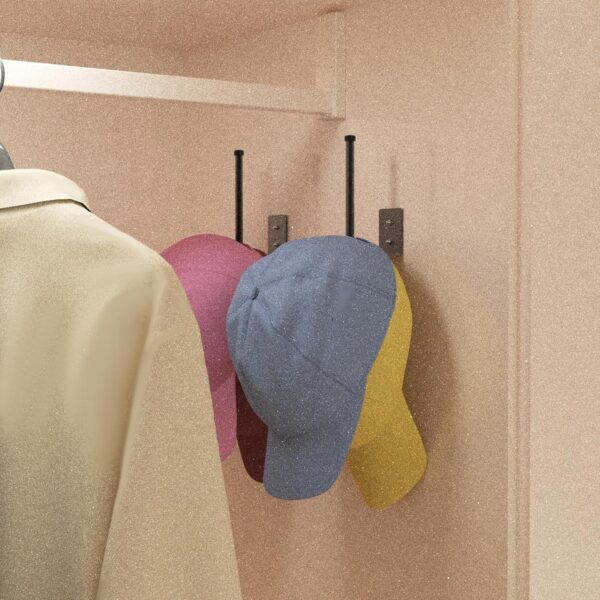 2 Pack Hat Racks for Baseball Caps, Stainless Steel Hat Organizer for Baseball Cap, Hat Holder Storage Organizer, Hat Hanger Strong Adhesive/Wall Drilled for Door, Bedroom, Closet(Black 6 in) 4